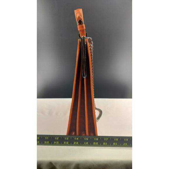 CHÀNTA Large Orange Croc-Embossed Calf Luxury Leather handbag - Picture 11 of 14